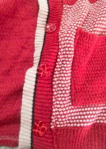 Red Knit Cardigan with Pockets