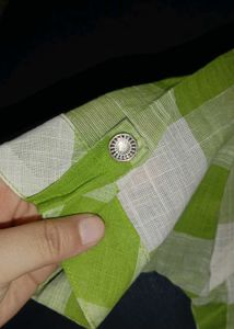 Green &amp; White Checkered Kurta