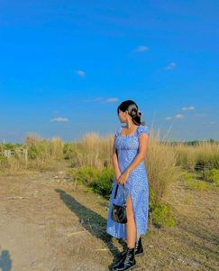 Blue Floral Midi Dress