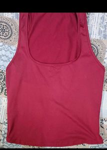 Maroon Ribbed Racerback Tank Top
