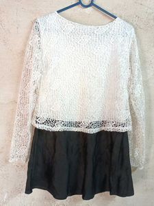 Beautiful Partywear Lace Mini Dress Layered