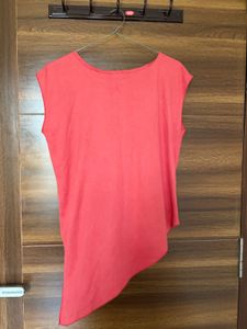 Stylish Coral Asymmetrical Top