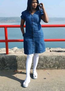 Denim Button-Down Dress