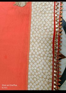 🇳🇿💫🎀Elegant Orange &amp; Gold Embroidered Saree
