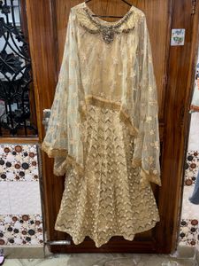 🌸Elegant Gold Embellished Poncho Dress