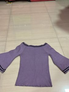 Purple Bell Sleeve Knit Top