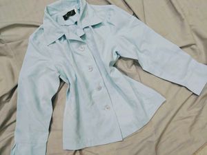 Light Blue Button-Up Collared Top