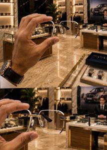 Luxury Rimless Gold & Black Eyeglasses