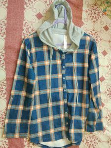 Blue Plaid Hoodie Shirt