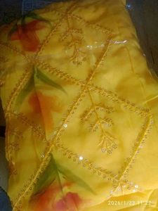 Yellow Floral Kurta dress materials