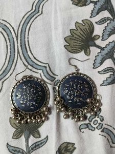 Bohemian Blue Floral Jhumka Earrings