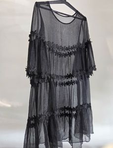 Elegant Black Sheer Tiered Dress