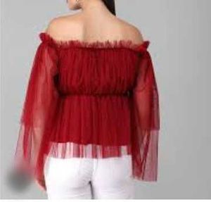 Chic Off-Shoulder Tulle Top