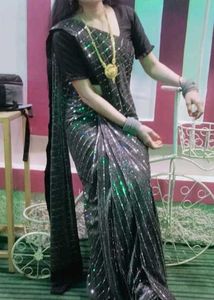 Sparkling Black Sequined Saree