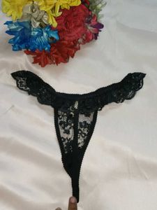 Elegant Black Lace Thong