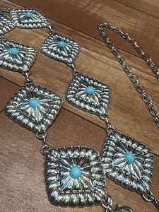 Western Style Silver Turquoise Belt