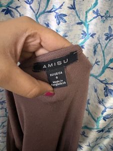 Taupe Corset Style Long Sleeve Top