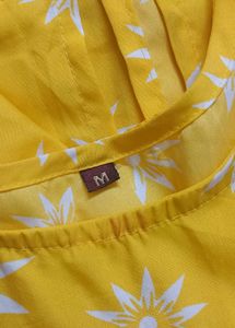 70)Yellow Floral Print Kurta