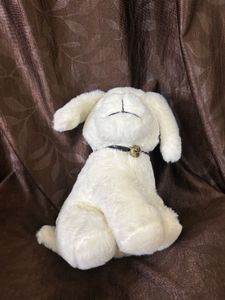 Cute White Dog Plush Toy with Bell