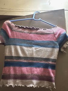 Striped Off-Shoulder Crop Top