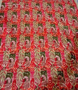 unstitched Red Kurta Set with free earring