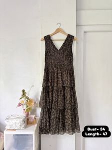 dark brown ruffle dress