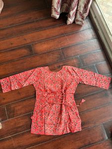 Vibrant Red Printed Corset Kurta
