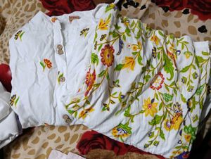 Embroidered White Kurta with Palazzo Set