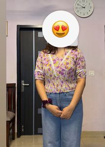 Floral Print Smocked Crop Top
