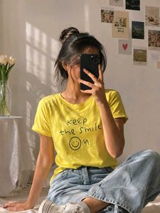Yellow "Keep the Smile" Graphic T-Shirt