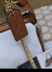 Coach White Pearl Accent Shoulder Bag