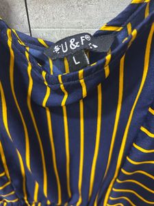 Navy &amp; Yellow Striped Maxi Dress