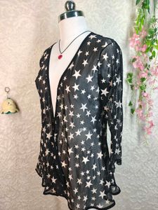 Sheer Star Print Kimono Top
