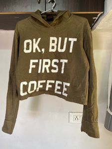 Coffee First Cropped Hoodie