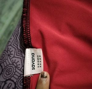 SAVANA Red Gathered Bodycon Dress