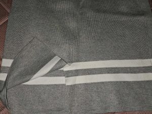 Gray Mini Skirt with White Stripes