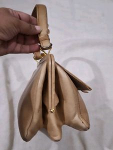 vintage  Tan Leather Clutch Bag