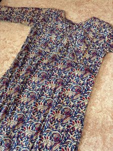 Blue Kalamkari Printed Kurti