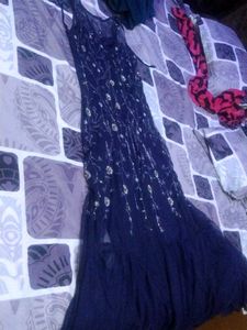 Elegant Navy Embellished Gown