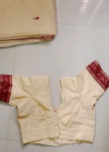 Cream saree with blouse