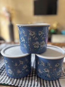 Charming Blue Floral Storage Containers (Set of 3)