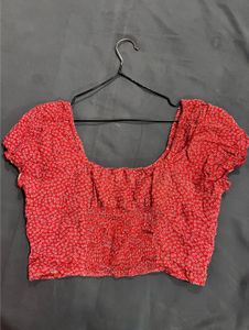 Red Floral Crop Top