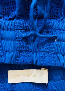 Vibrant Blue Schiffli Shorts- Mango