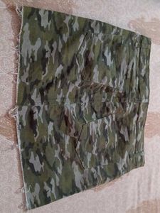 Cargo Denim Skirt with Camo Panel     korean skir