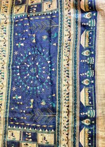 Beautiful Blue &amp; Beige Cotton Silk Saree