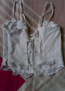 White Eyelet Corset Top