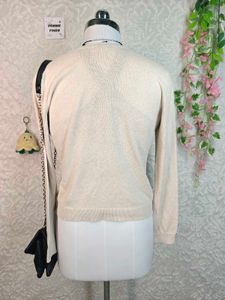 H&amp;m Cream Button-Up Cardigan