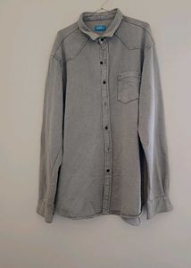 Men's Baggy Grey Washed Shirt