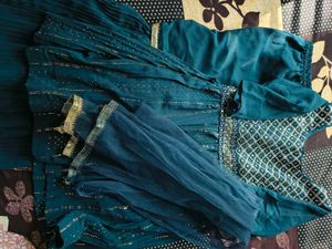 Embellished Teal Sarara Set 🎉Diwali sale