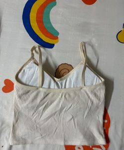 Cream Ribbed Button-Up Tank Top